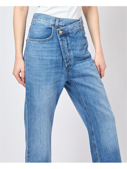 Manila Grace women's jeans with asymmetric buttoning MANILA GRACE | J320CUMZ003